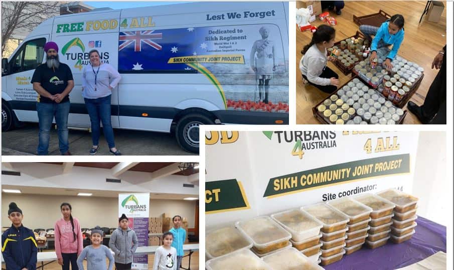 Turbans 4 Australia volunteers distributed thousands of free meals and grocery boxes to the people affected by the coronavirus pandemic.  