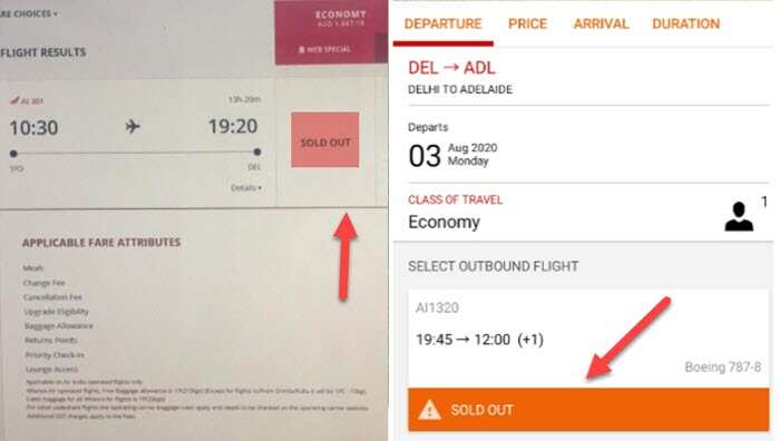 Air India tickets sold out