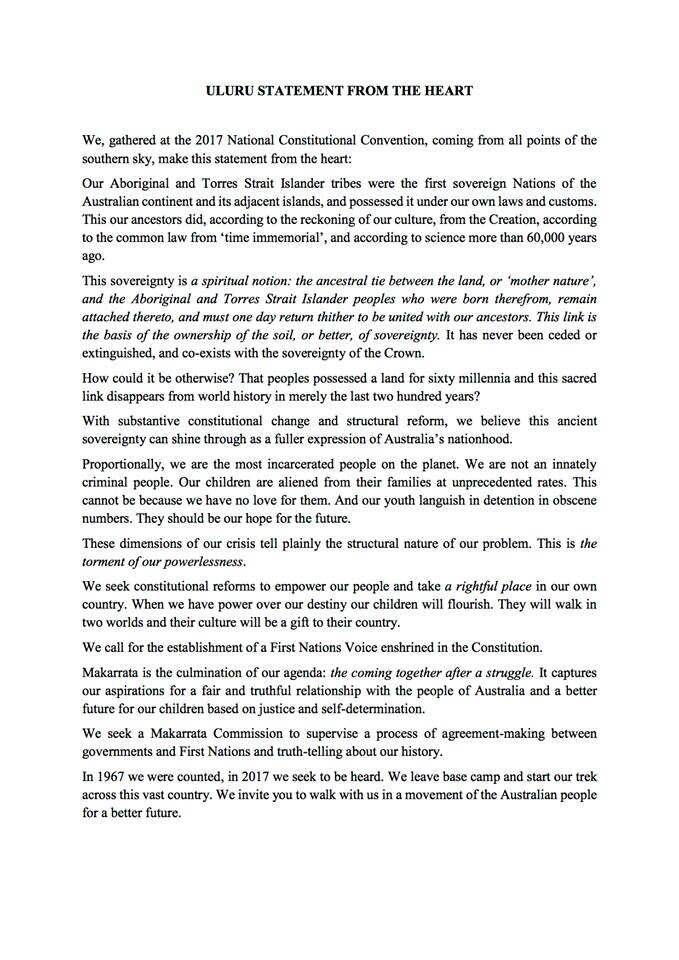 The Uluru Statement of the Heart