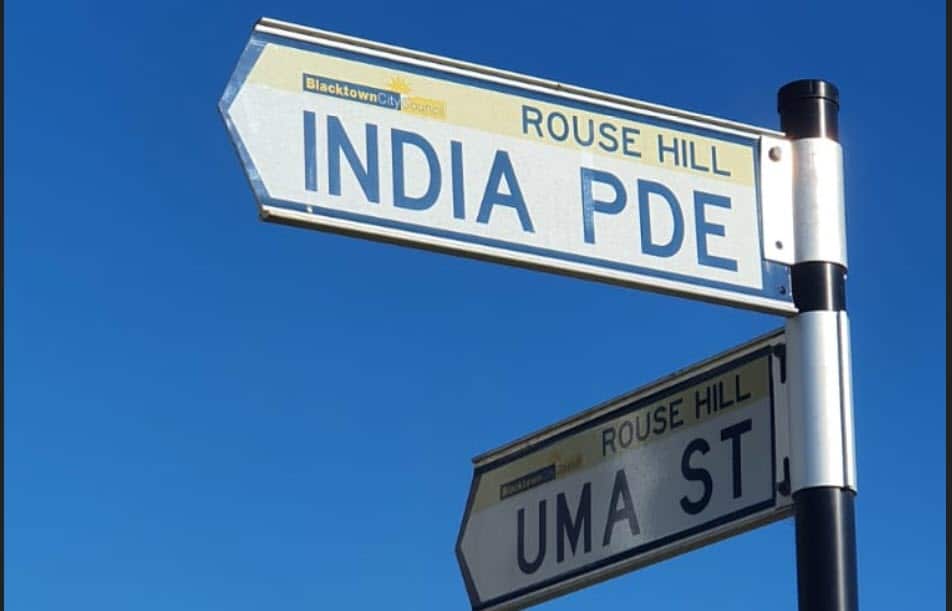 India Parade and Uma St in Rouse Hill suburb of Sydney.