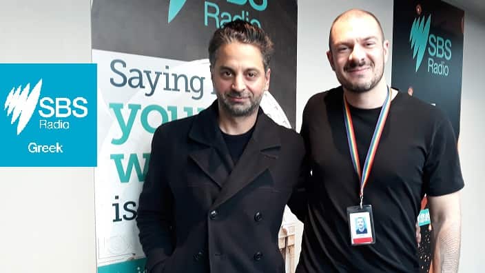Greek Australian direction Jason Raftopoulos (L) with SBS Greek's Panos Apostolou.