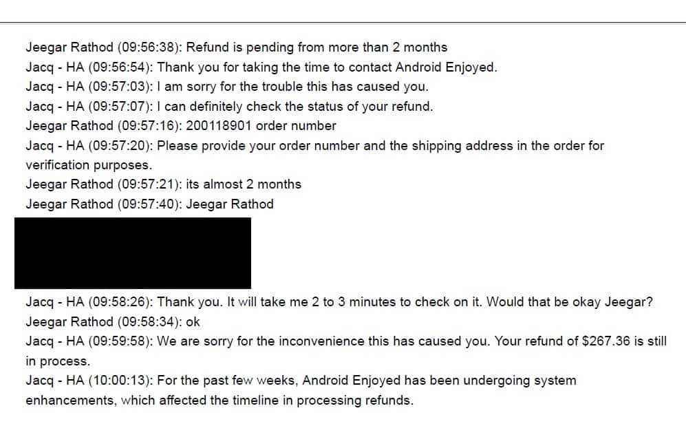 Chat with Customer representative