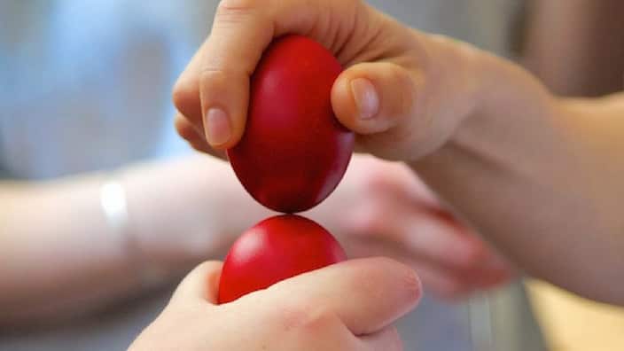 Egg-cracking during Easter in Greece