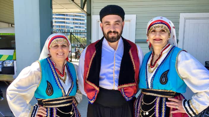 Greek folk dancers