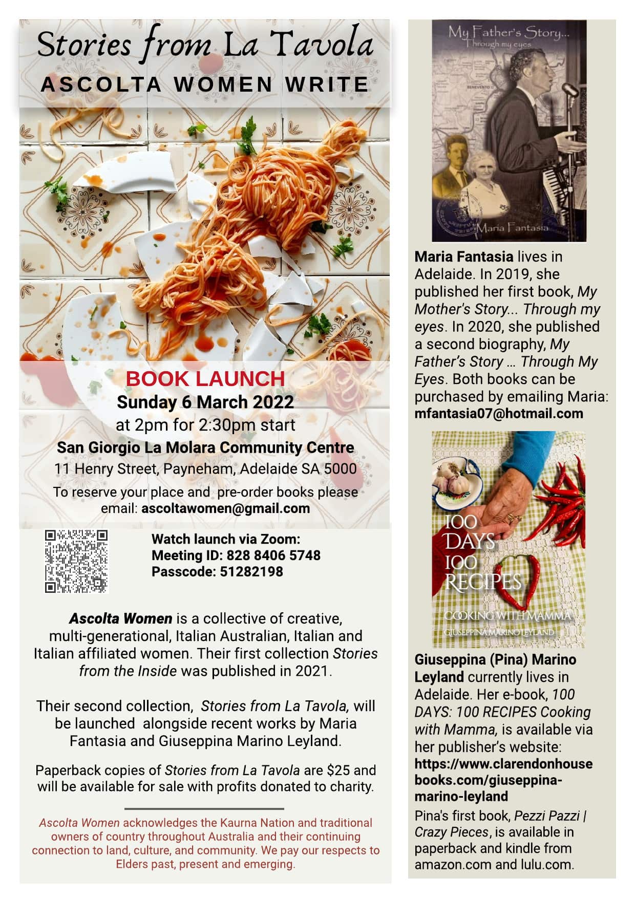 Locandina dell'evento di presentazione del libro