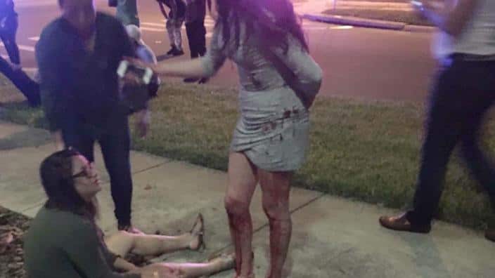 A handout photograph made available by Univision Florida Central showing a view of the general scene following a shooting at Pulse Nightclub in Orlando, Florida, USA, 12 June 2016. Orlando Police state there are multiple injuries with reports stating that