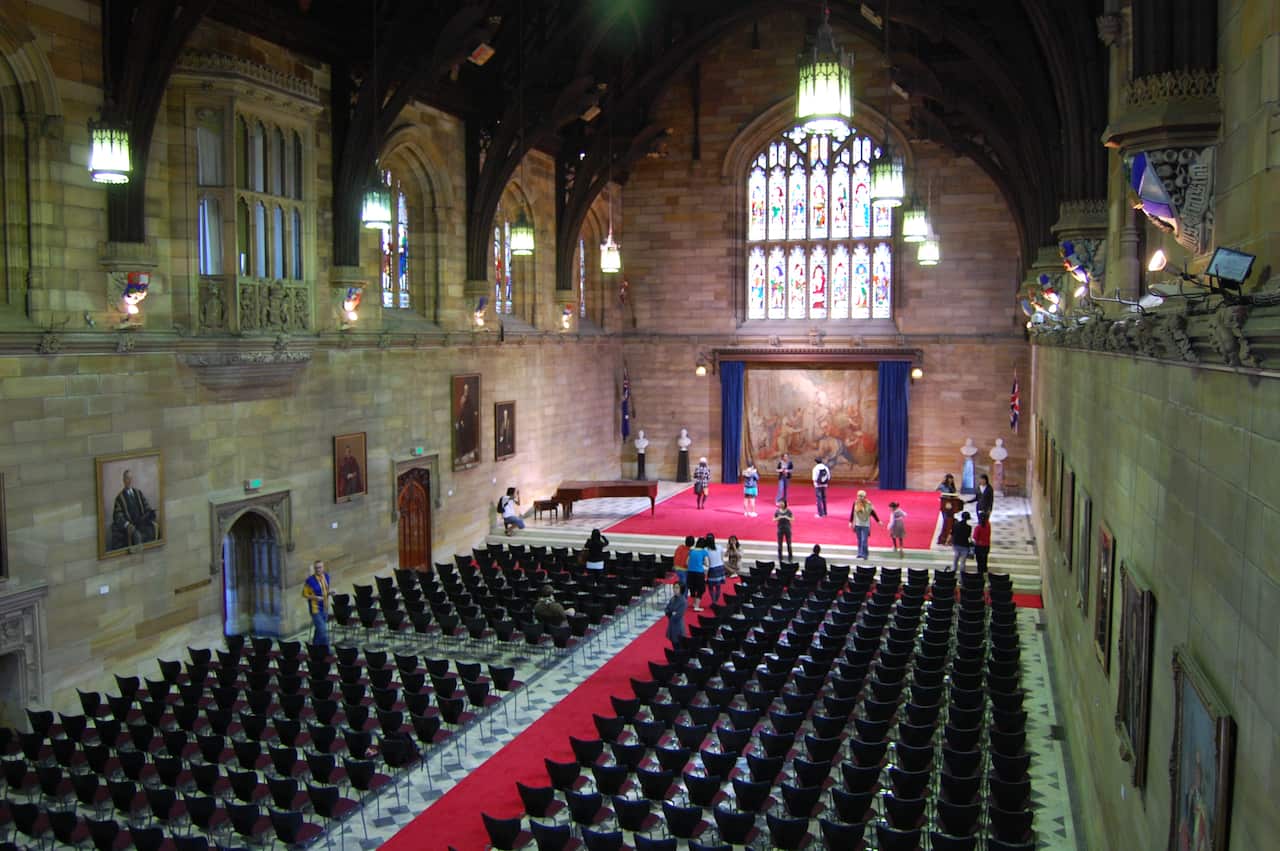 Inside the Great Hall at the University of Sydney