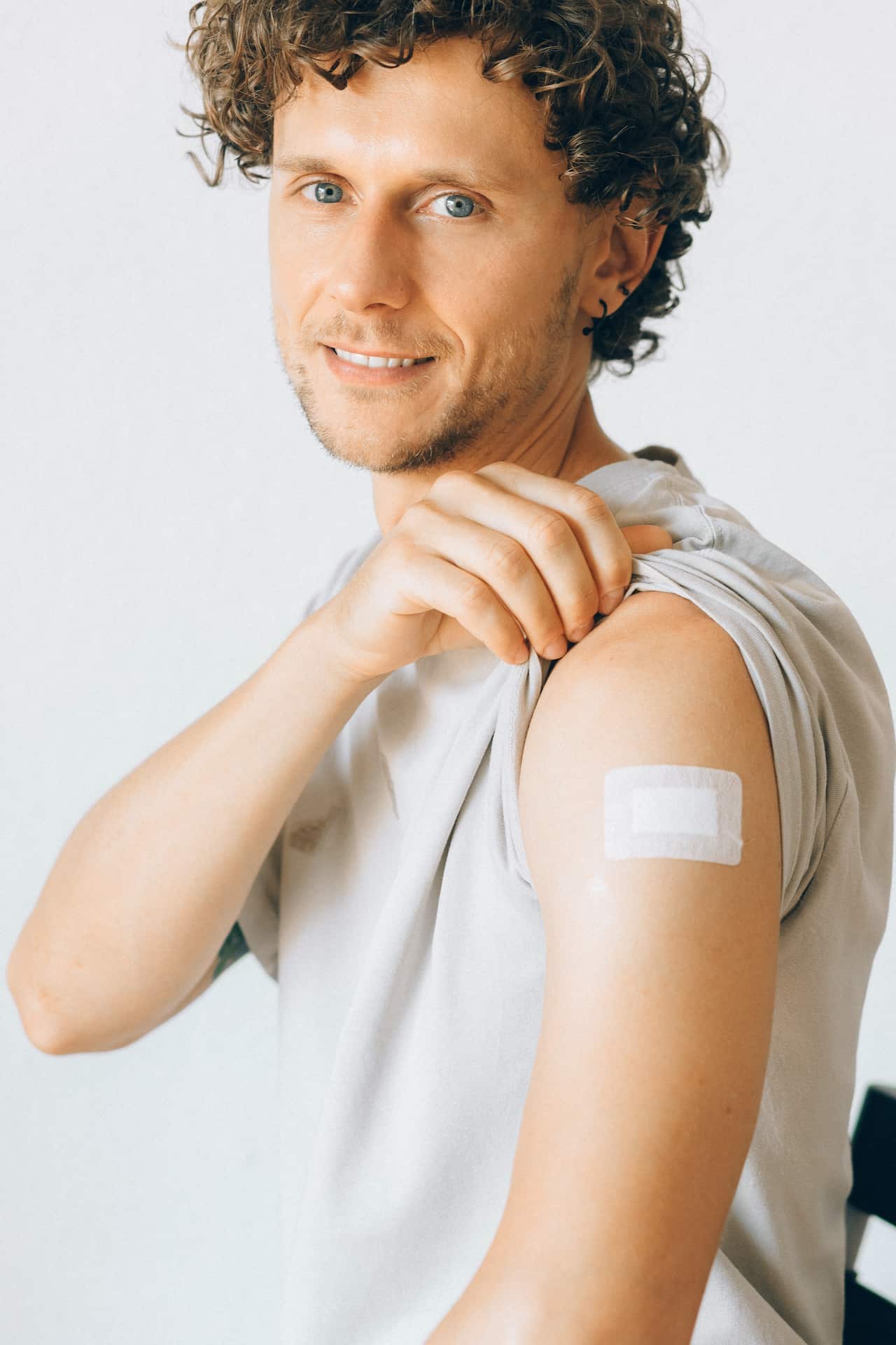 A man after receiving a vaccine