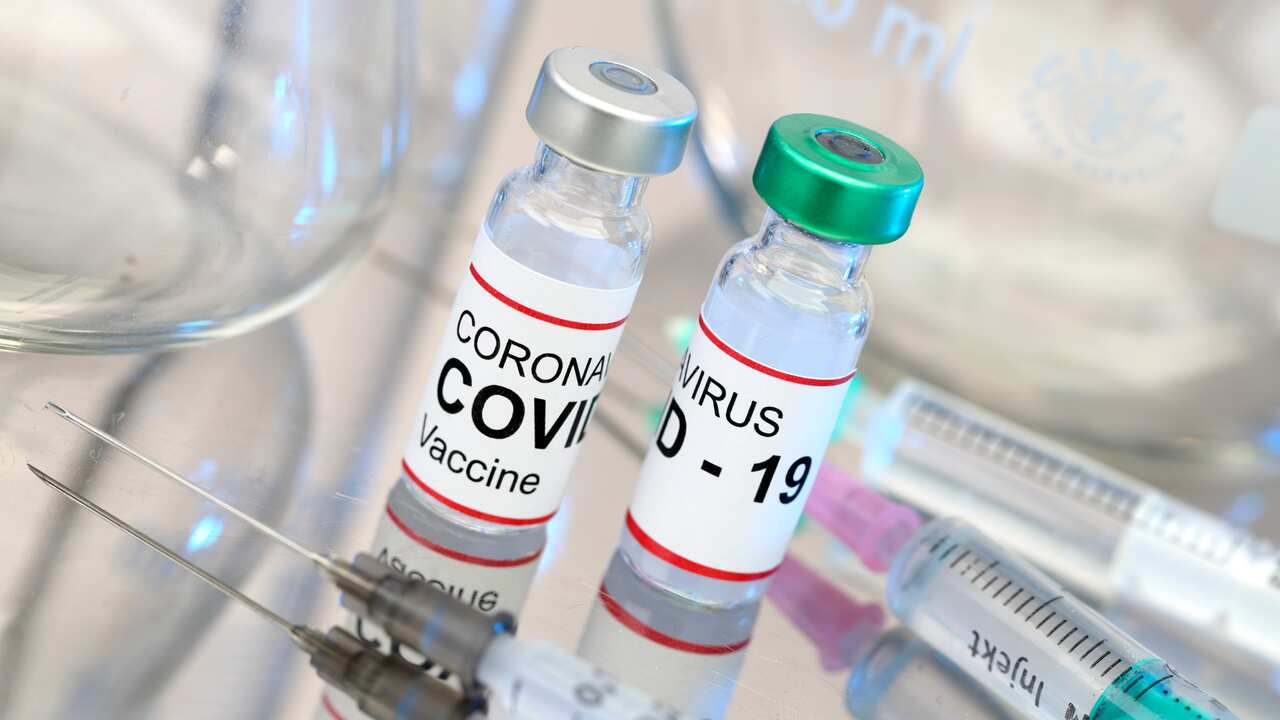 Close up of covid vaccine vials 