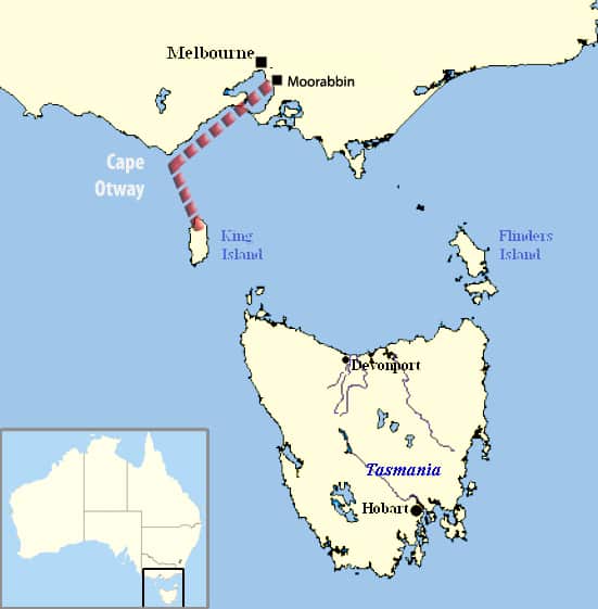 Esta es la ruta que pretendía hacer Fred Valentich antes de su desaparición.