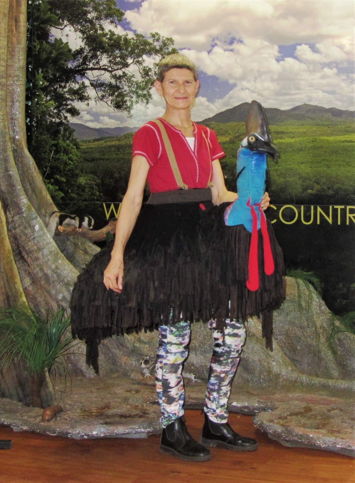 Valérie Boll wearing her cassowary costume