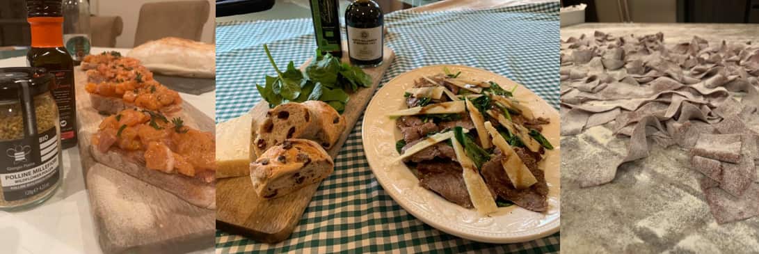 Nel suo alimentari di Frankston, Marco Vanuzzo prepara piatti tradizionali della gastronomia italiana. Ma su richiesta anche (a dx) la pasta al cioccolato...