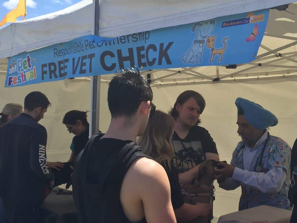 Dr Surinder Singh giving free vet checks at Blacktown recently