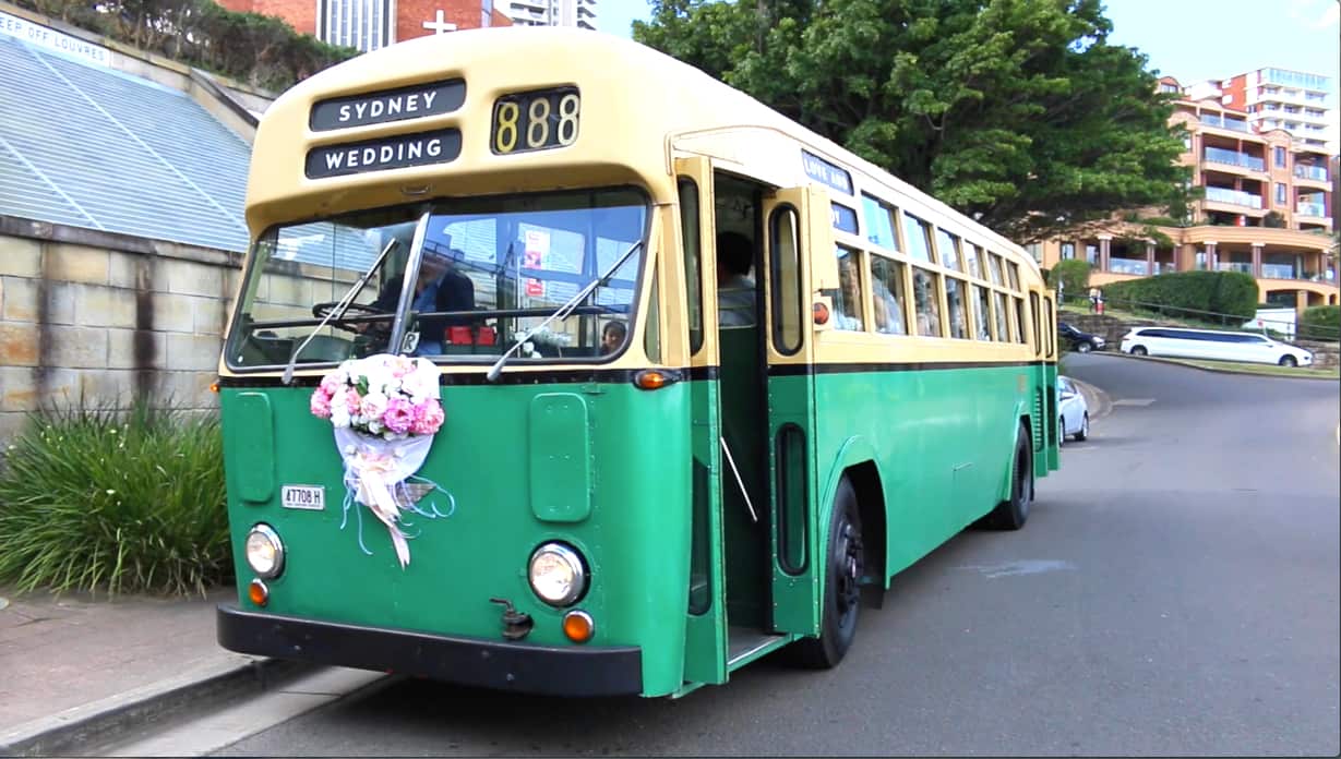 NSW vintage bus wedding