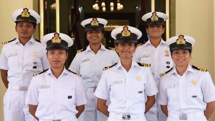 Prime Minister Narendra Modi Meets All-Woman Crew Of INSV Tarini