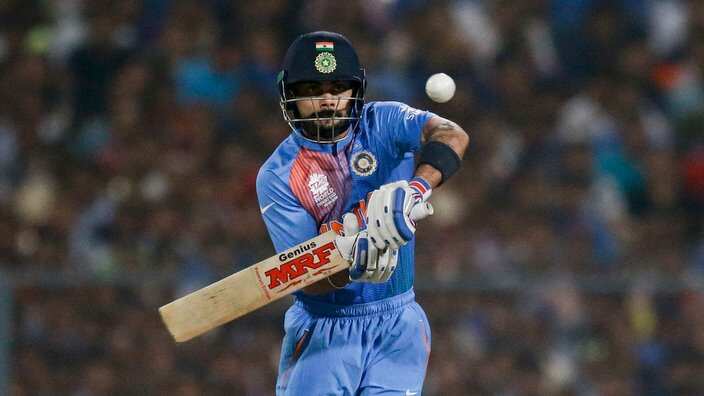 India's Virat Kohli, bats during the ICC World Twenty20 2016 cricket match against Pakistan at Eden Gardens in Kolkata, India, Saturday, March 19, 2016. (AP Photo/Bernat Armangue)