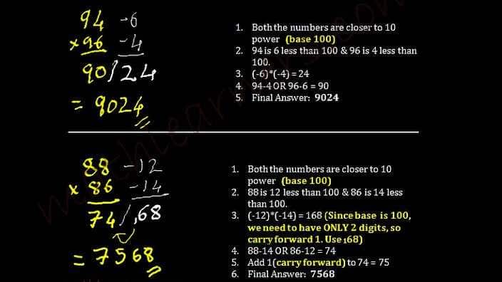 Shortcut to multiply numbers in Vedic Mathematics