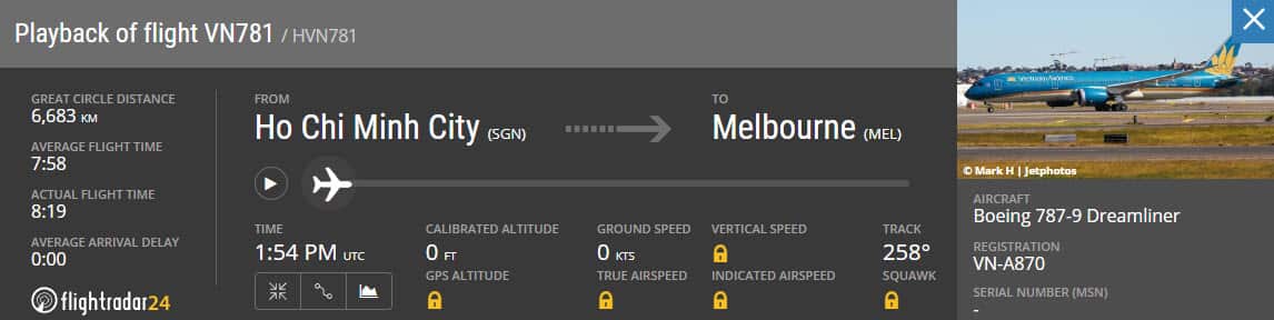 Playback of flight VN781 / HVN781