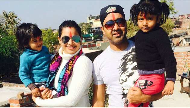 The family together in India. Supplied