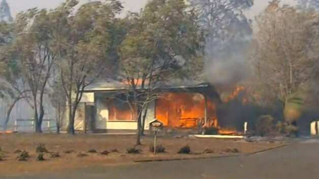 Fire tears through a property at Grafton in the Northern Rivers region of New South Wales. Nine News
