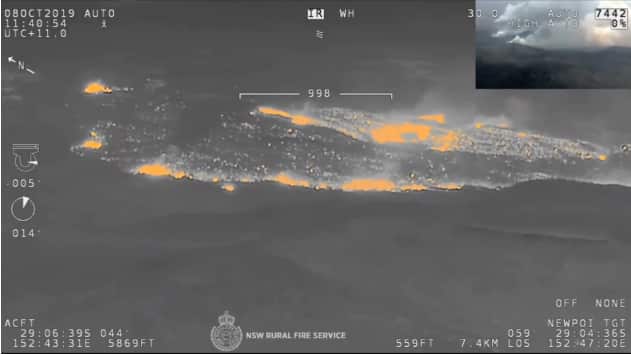 Video captured by the NSW Rural Fire Service shows the spread of flames in the vicinity of Seery Rd & Phillip Swamp Rd in the Mount Belmore SF. Twitter/NSWRFS