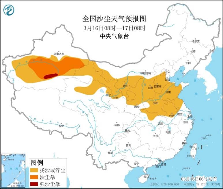 中国沙尘天气预报图
