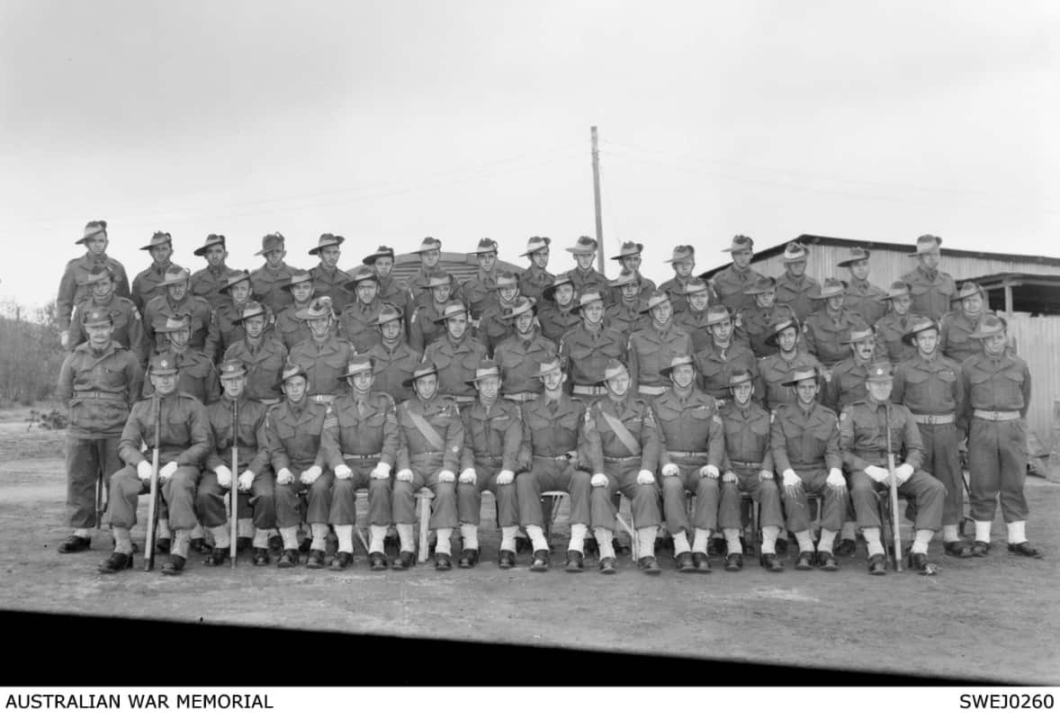 A supplied image obtained on Thursday, July 26, 2018 shows a group portrait of the D Company, First Battalion, Royal Australian Regiment (1AR) in Korea.