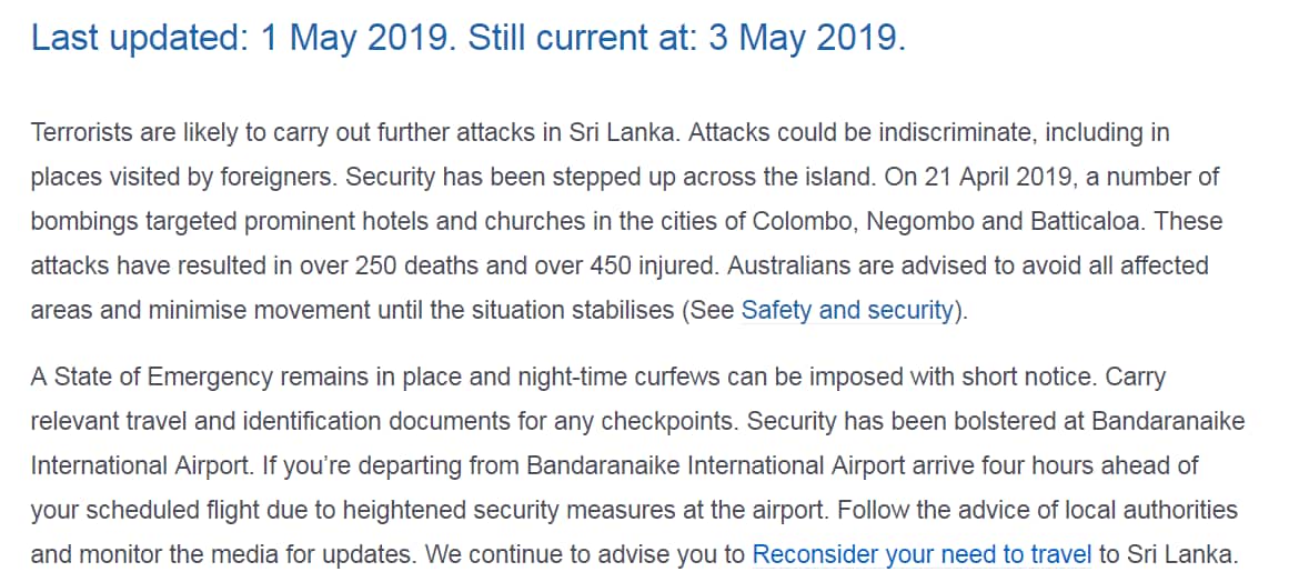 srilanka warning