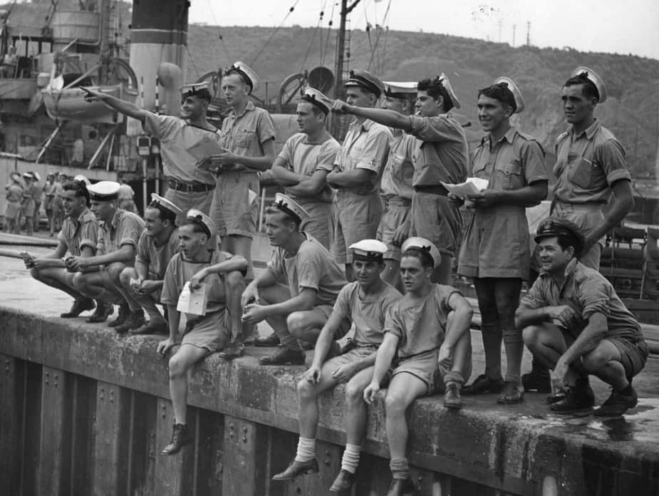 Warramunga ratings in Japan at war's end. 