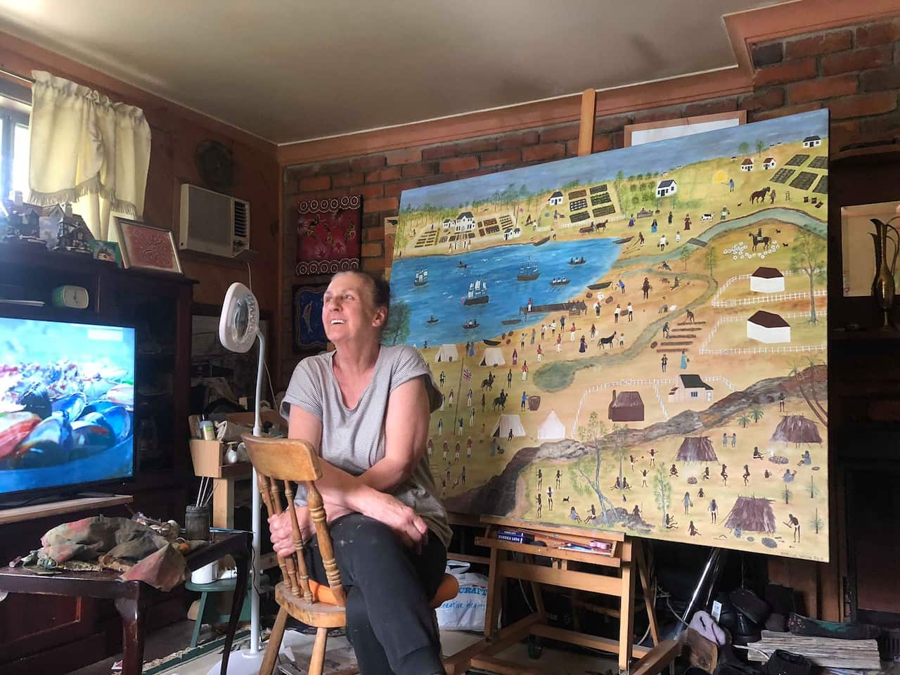 Wathaurung artist Marlene Gilson in her art space.