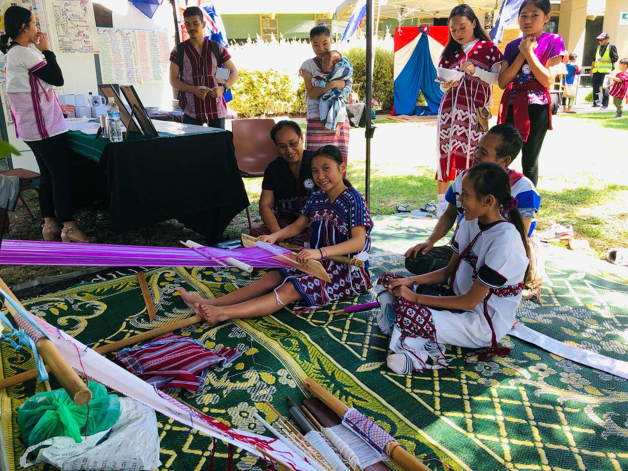Karen traditional hand weaving show.
