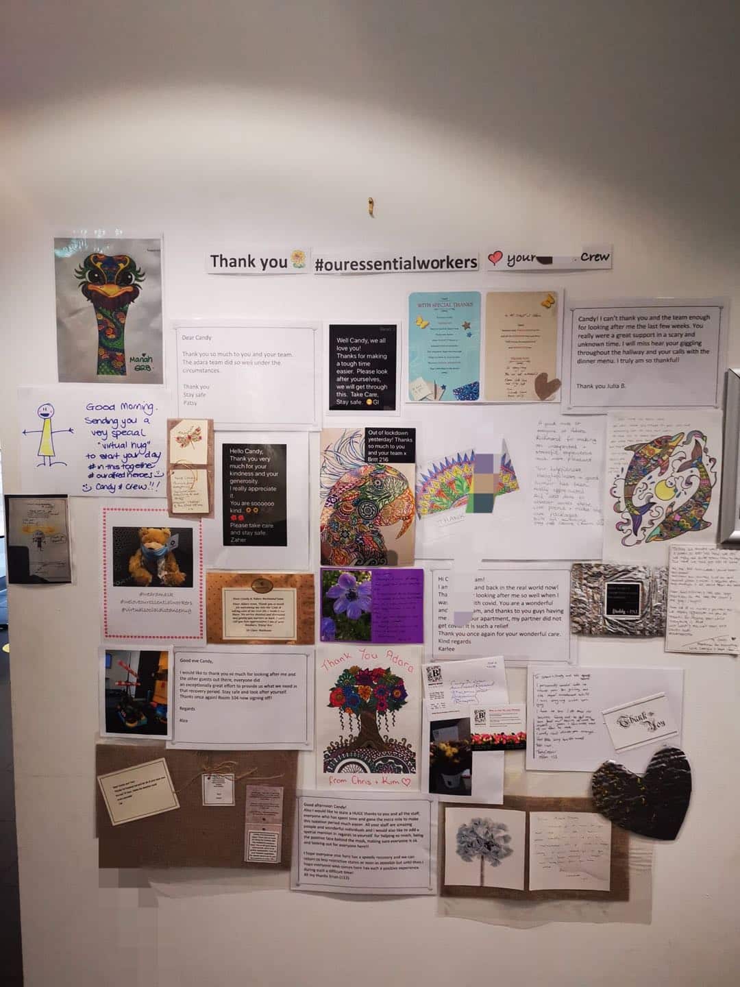 酒店信息栏对入住“抗疫英雄”的感谢