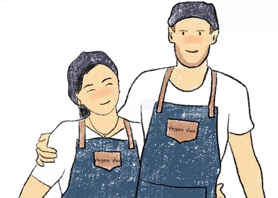 中澳夫妇波妞和黑米经营餐车售卖中式素食