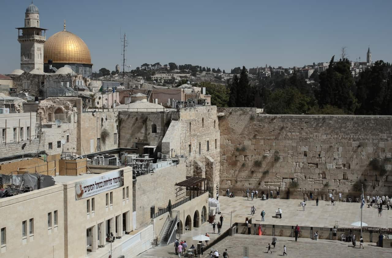 A view of the Dome of the Rock shrine and the Western (wailing) wall in the old city of Jerusalem. 
