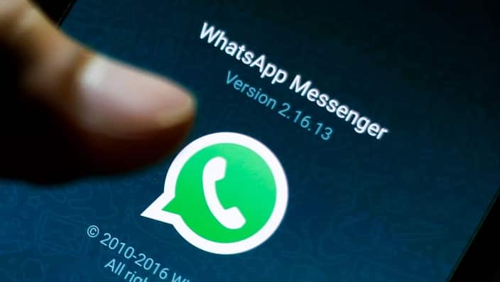 The logo of the messaging application WhatsApp