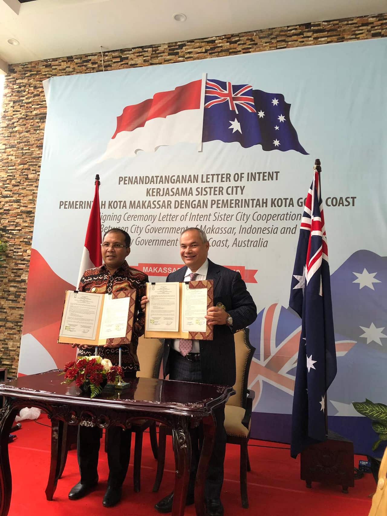 Letter of Intent signing between the Mayor of the City of Gold Coast and Makassar. 