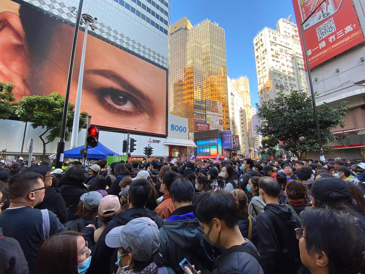 Hong Hong protesters in Causeway Bay. 