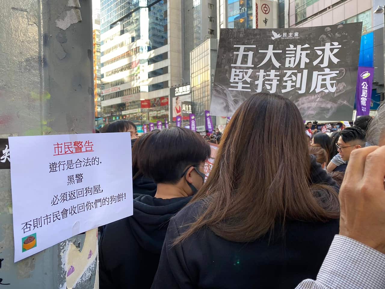 800,000 Hong Kong protesters asked for the Five Commands.  