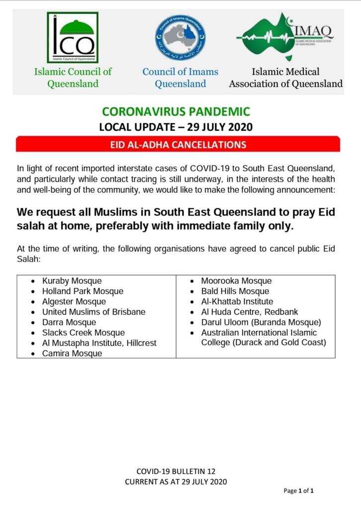 EID Al-Adha Cancellations