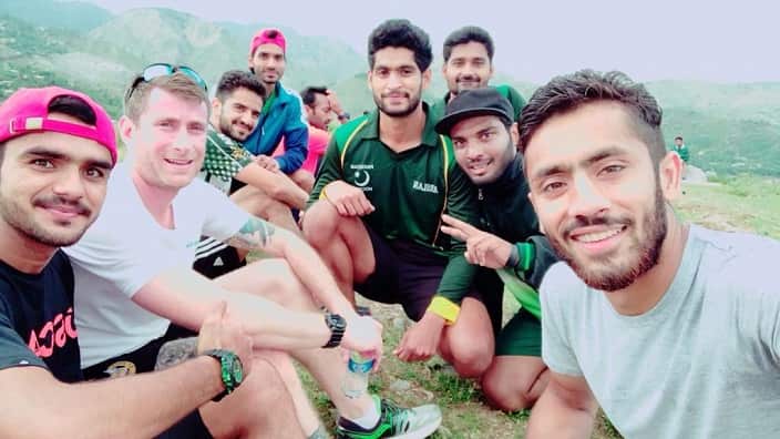 Taking a break after a training session in Abbottabad, Pakistan.