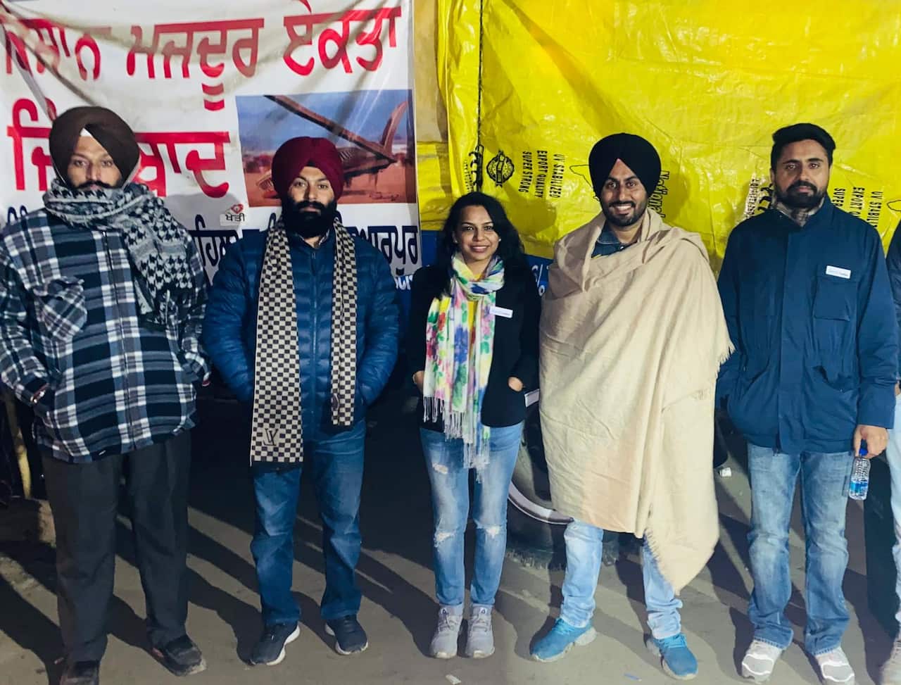 A group of volunteers at the protest site, Delhi.