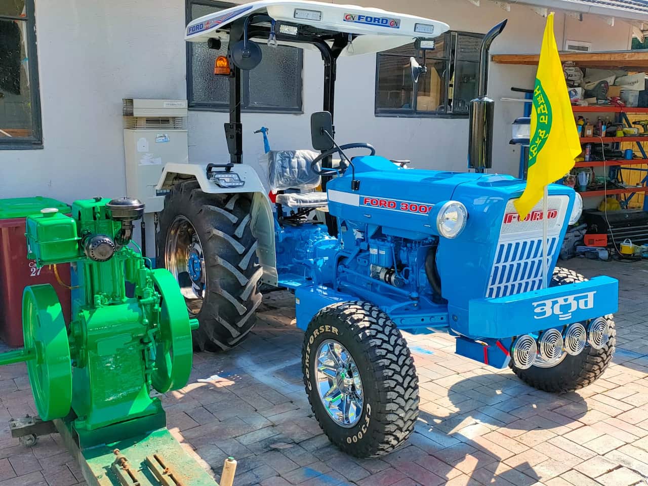 Melbourne-based Jaskaran Brar created a replica of what his family owns back in Punjab - a Ford Tractor and a two-wheel engine.