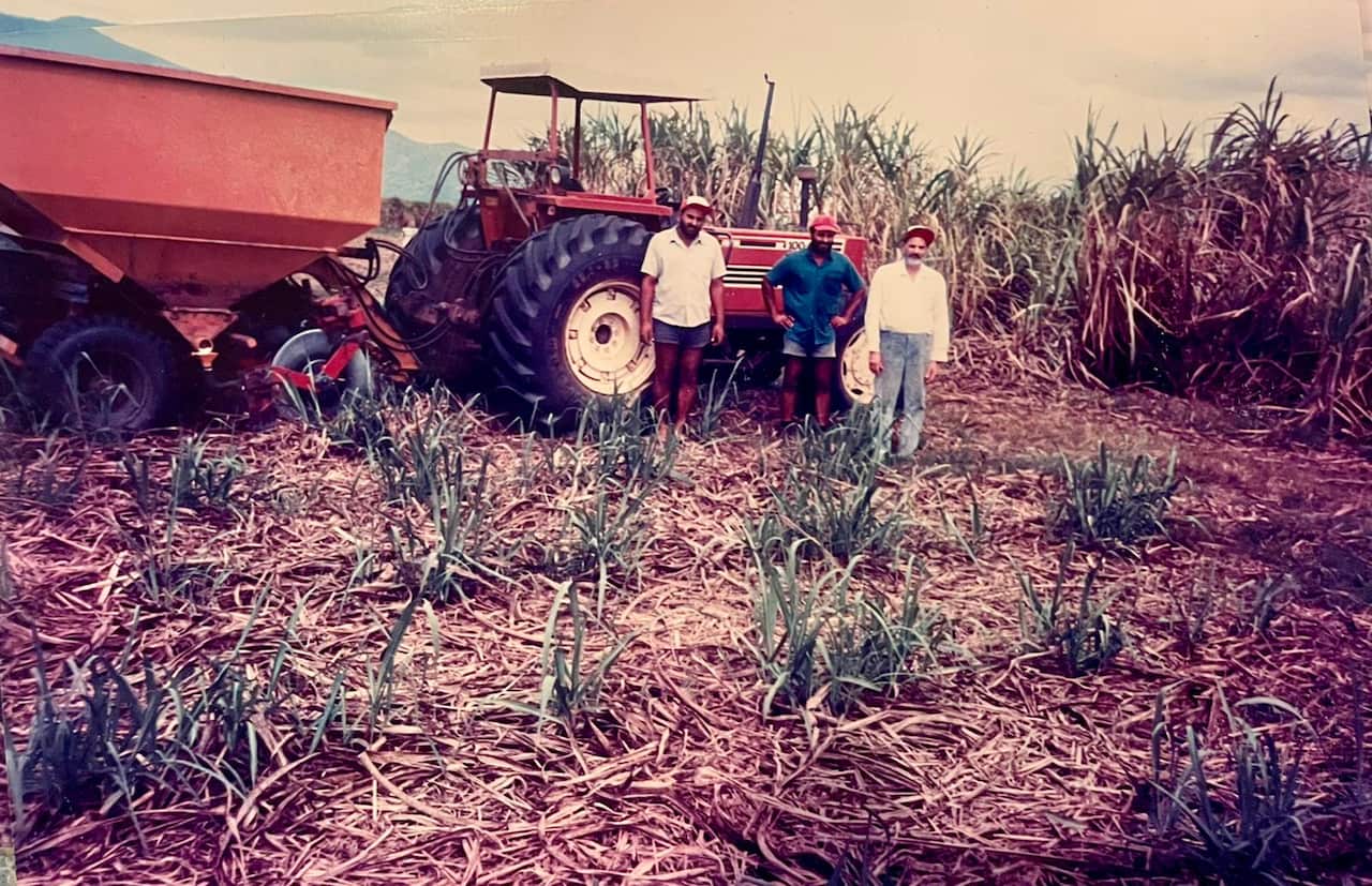 Gian Singh Bains with his sons Rajinder Singh and Srinder Singh (photo taken in 1990)