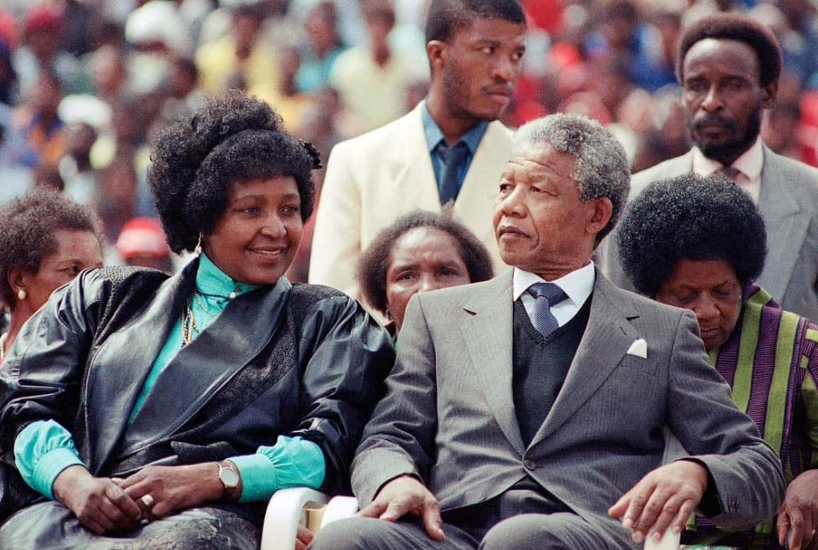 Winnie Mandela with nelson Mandela