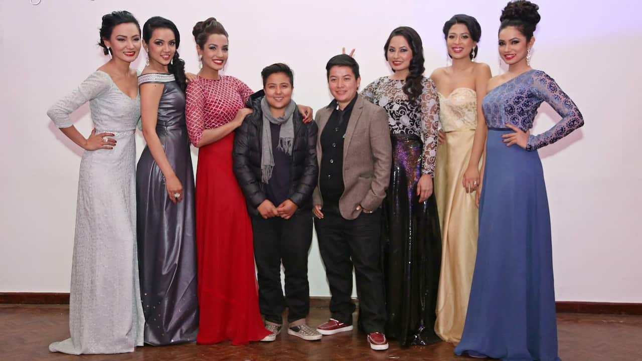 Nattu Shah with Miss Nepals and her friend Nilu.