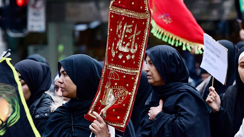 Women during a protest in Sydney