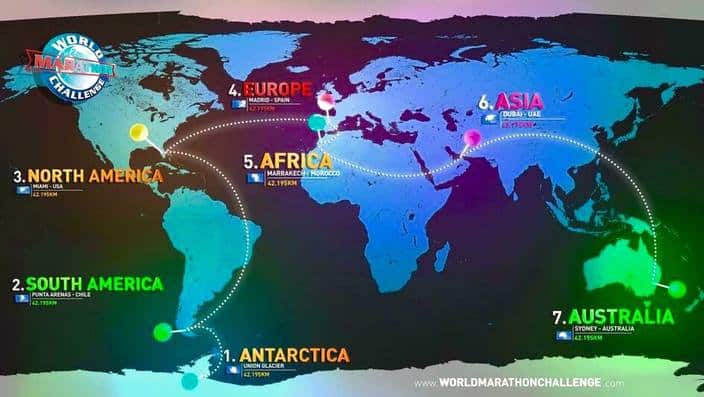 World Marathon challenge Map