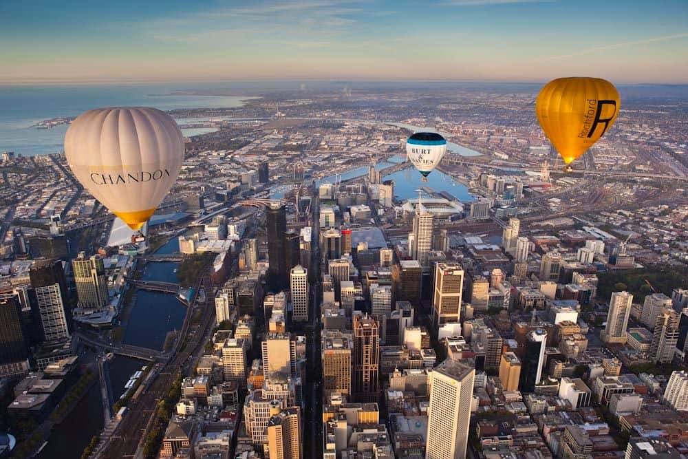 Hot air balloon in Melbourne City