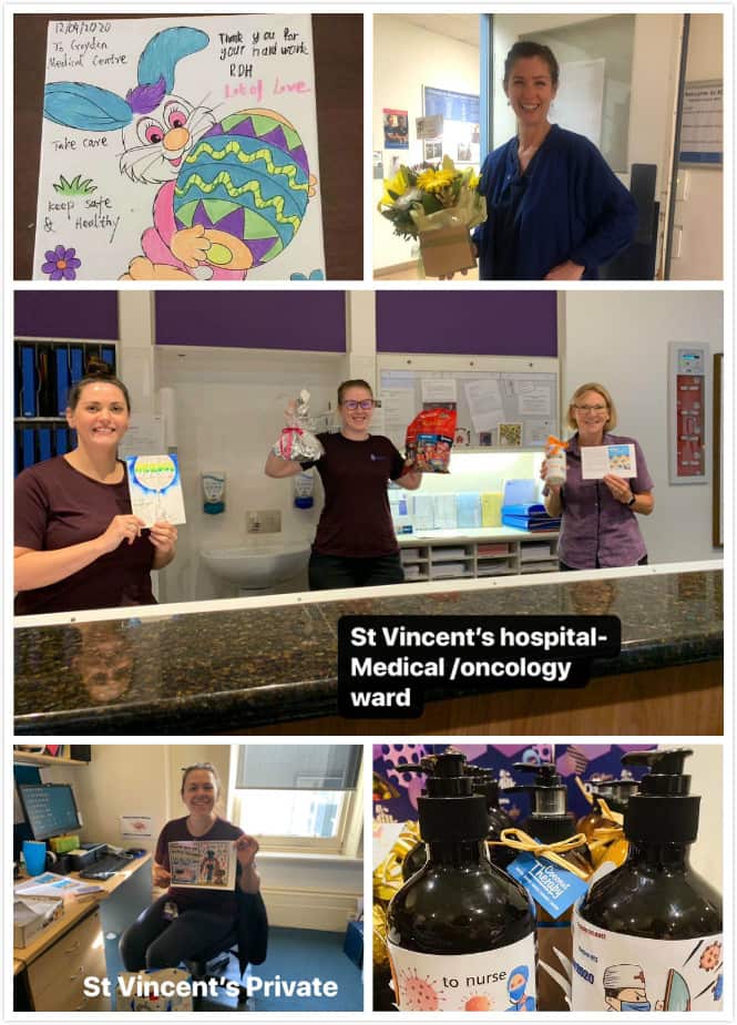 爱心小分队给医护人员送花、送花和送护手霜