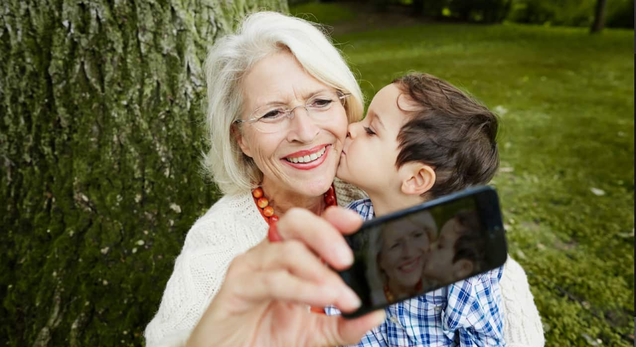 grandmother with grandson